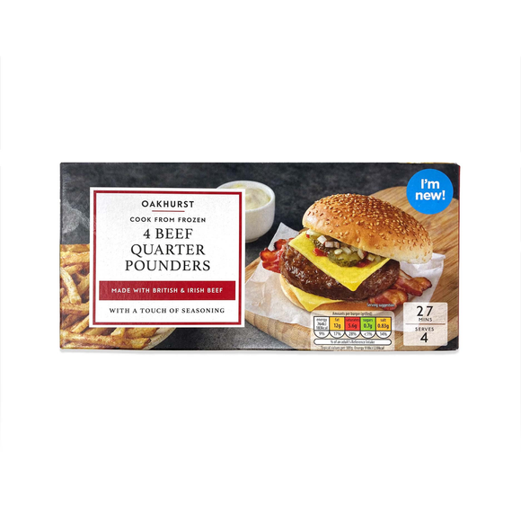 Oakhurst 4 Beef Quarter Pounders 454g